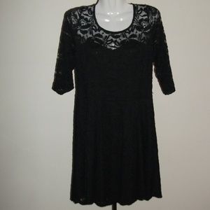 Material Girl Black Lace Skater Dress Size: XL